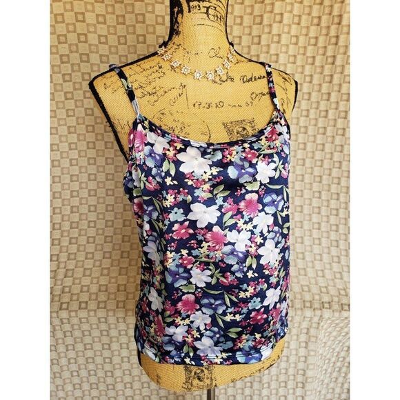 Women's Cami XL Floral Bustier Camisole Sleeveless Layer Floral Y2K Tank Silk - Picture 3 of 8
